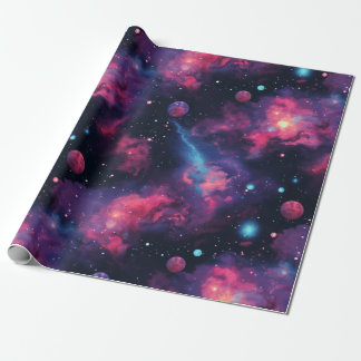 Colourful Galaxies space wrapping paper