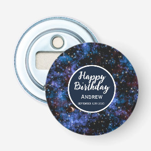Colourful galaxies, stars and planets bottle opener
