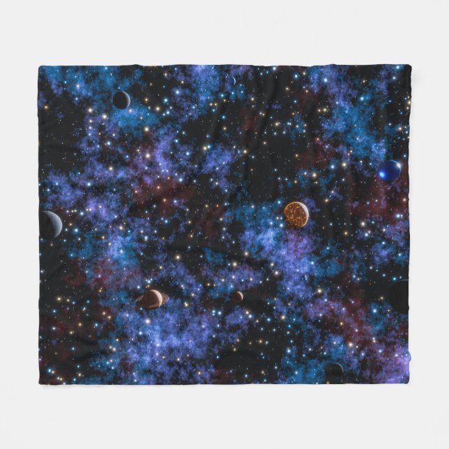 Colourful galaxies, stars and planets fleece blanket (Front (Horizontal))
