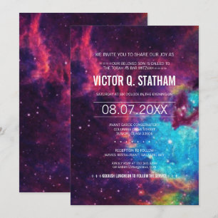 Colourful Galaxy Bar Mitzvah Party Invite