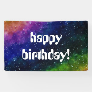 Colourful Galaxy Birthday Party Banner