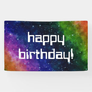 Colourful Galaxy Birthday Party Banner