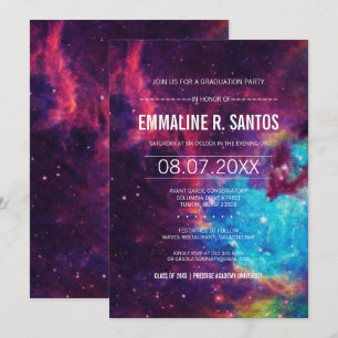 Colourful Galaxy Graduation Party Invite