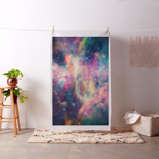 Colourful Galaxy Nebula Watercolor Painting Fabric (In Situ)