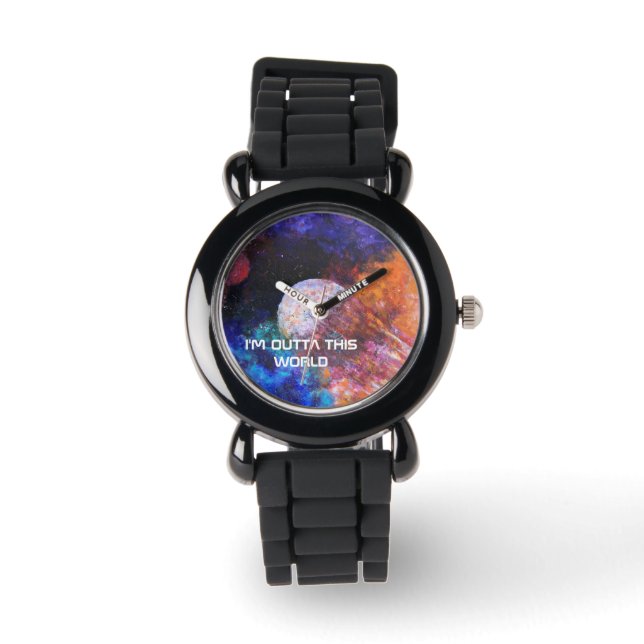 Colourful Galaxy Painting  Glitter Cool Kids Girls Watch (Front)