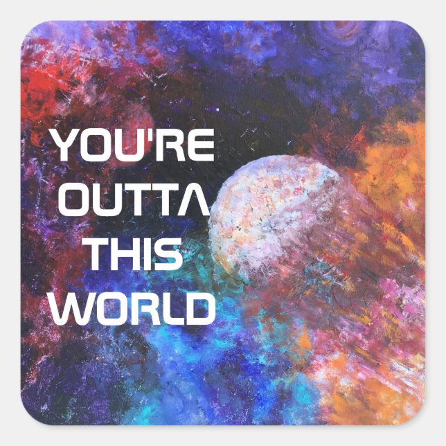 Colourful Galaxy Painting Kids Cool Birthday Party Square Sticker (Front)