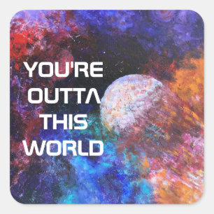 Colourful Galaxy Painting Kids Cool Birthday Party Square Sticker