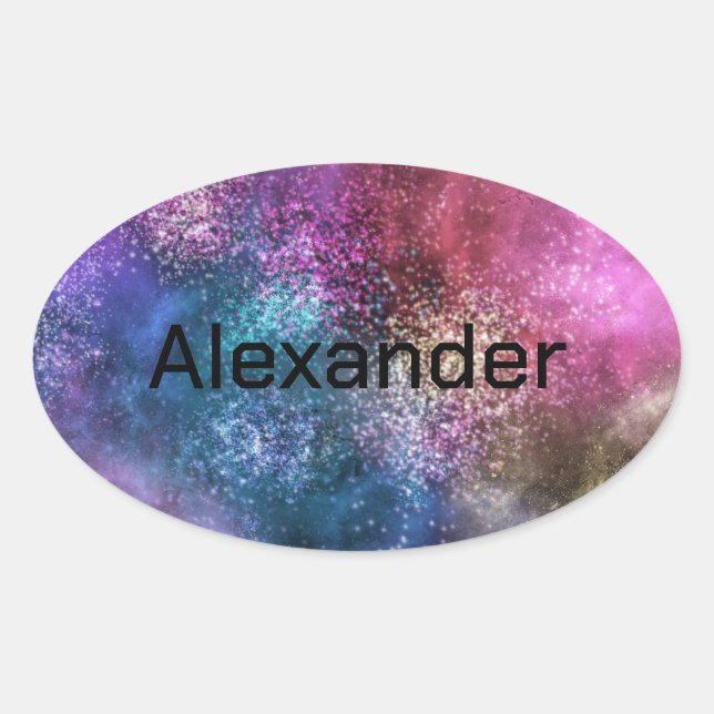 Colourful Galaxy Pattern Oval Sticker (Front)