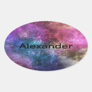 Colourful Galaxy Pattern Oval Sticker