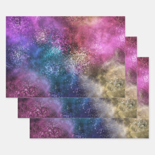 Colourful Galaxy Pattern Wrapping Paper Sheet