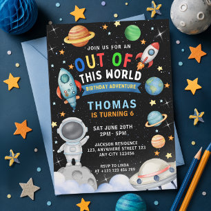 Colourful Galaxy Space Out Of This World Birthday  Invitation