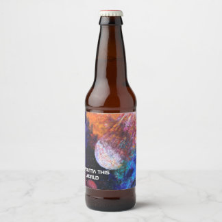 Colourful Galaxy Space Painting Cool   Beer Bottle Label