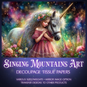 Colourful Galaxy Unicorn And Girl Decoupage  Tissue Paper