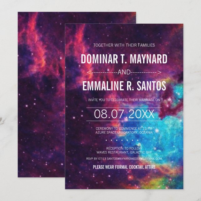 Colourful Galaxy Wedding Invitation (Front/Back)