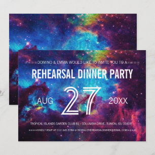 Colourful Galaxy Wedding Rehearsal Dinner Invitation
