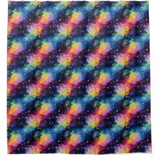Colourful Galaxy with Stars and Spirals Shower Curtain