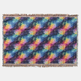 Colourful Galaxy with Stars and Spirals Throw Blanket