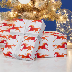 Colourful Galloping Horses Pattern Wrapping Paper