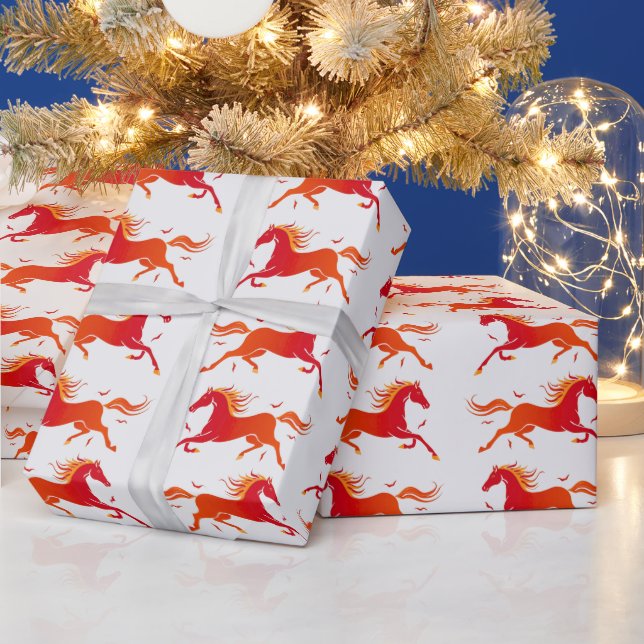 Colourful Galloping Horses Pattern Wrapping Paper (Holidays)