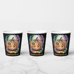 Colourful Gamer Pumpkin Halloween Bash Paper Cups