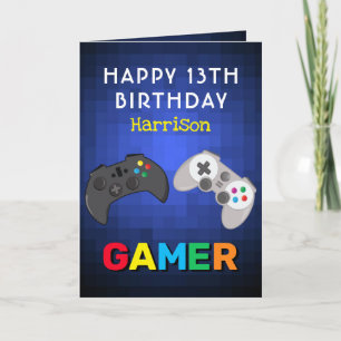 Colourful Gamer Video Game Personalised Birthday Card