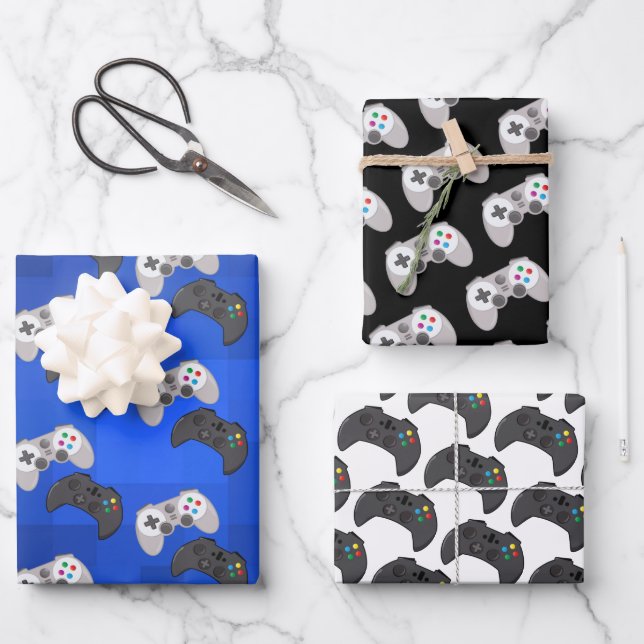 Colourful Gamer Video Game Wrapping Paper Sheet (Front)