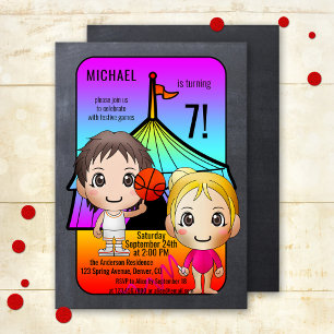 Colourful Games Festive Kids Birthday Invitation
