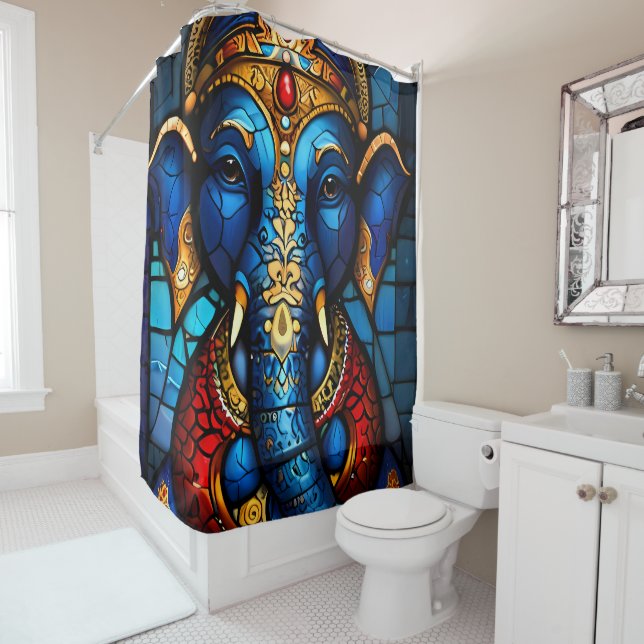 Colourful Ganesh Shower Curtain Sets (In Situ)