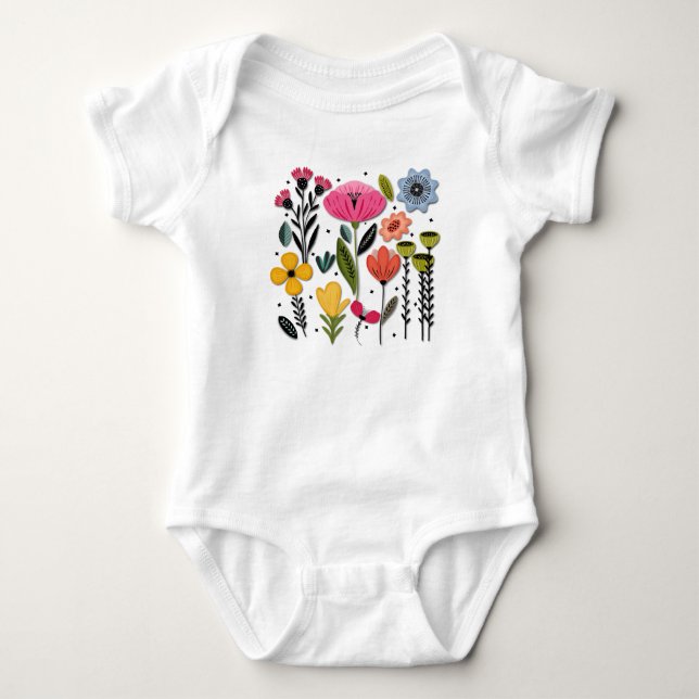 Colourful Garden Baby Bodysuit (Front)