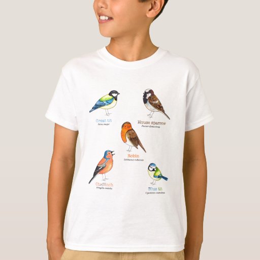 Image of Colourful garden birds T-shirt
