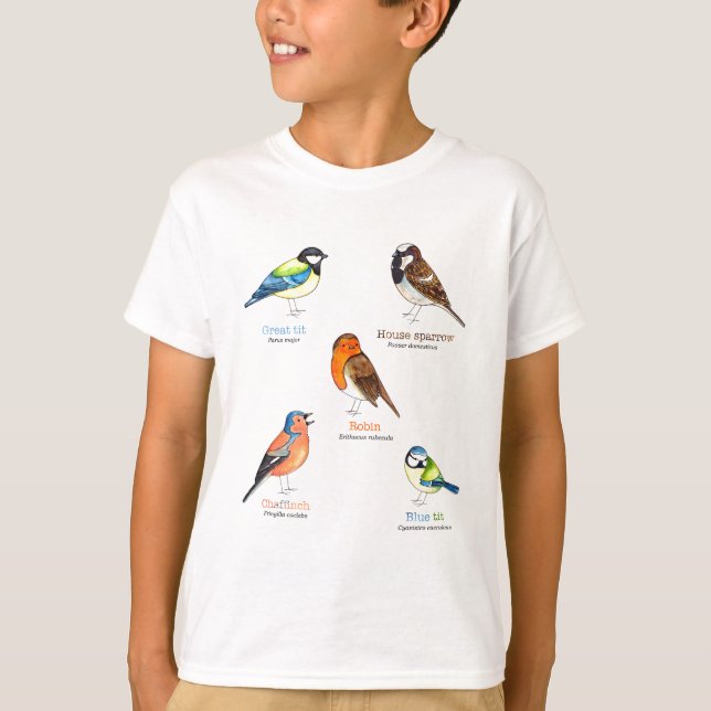 Colourful garden birds T-Shirt (Front)