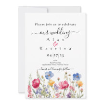 Colourful Garden Boho Wildflower Wedding Invitatio