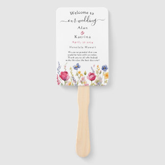 Colourful Garden Boho Wildflowers Hand Fan