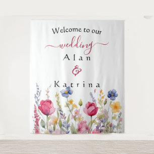 Colourful Garden Boho Wildflowers Tapestry