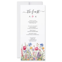 Colourful Garden Boho Wildflowers Wedding Menu