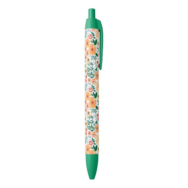 Colourful Garden Bouquet Pattern Black Ink Pen (Bottom (Vertical))