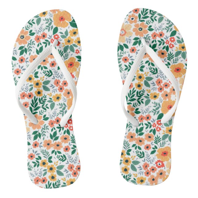 Colourful Garden Bouquet Pattern Flip Flops (Footbed)