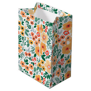 Colourful Garden Bouquet Pattern Medium Gift Bag