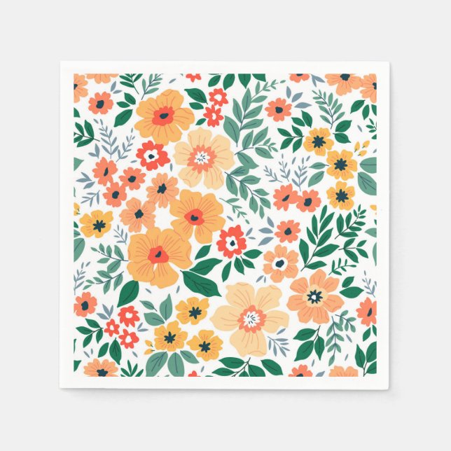 Colourful Garden Bouquet Pattern Napkin (Front)