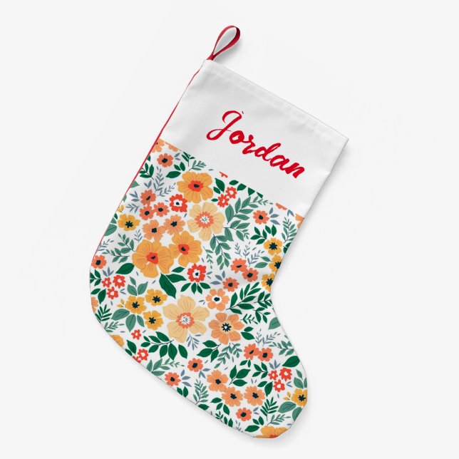 Colourful Garden Bouquet Pattern Small Christmas Stocking (Front (Hanging))