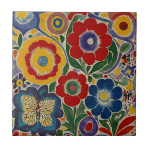 Colourful Garden Butterfly Tile