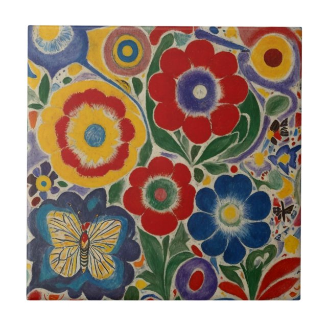 Colourful Garden Butterfly Tile (Front)