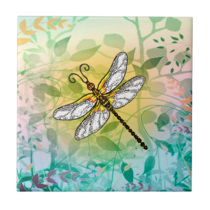 Colourful Garden Dragonfly Tile