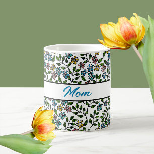 Colourful Garden Floral Custom Name  Coffee Mug