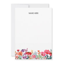 Colourful garden floral personalised stationery 