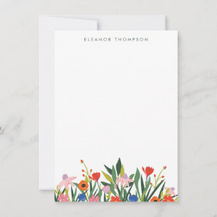 Colourful Garden Floral Personalised Stationery Card