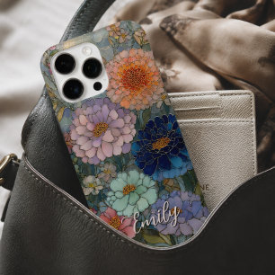 Colourful Garden Floral Stained Glass Personalised iPhone 16 Pro Max Case