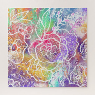 Colourful Garden Flowers Art Puzzle