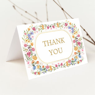 Colourful Garden Flowers Blank Wedding Thank You