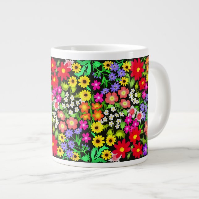 Colourful Garden Flowers Jumbo Mug (Front Right)